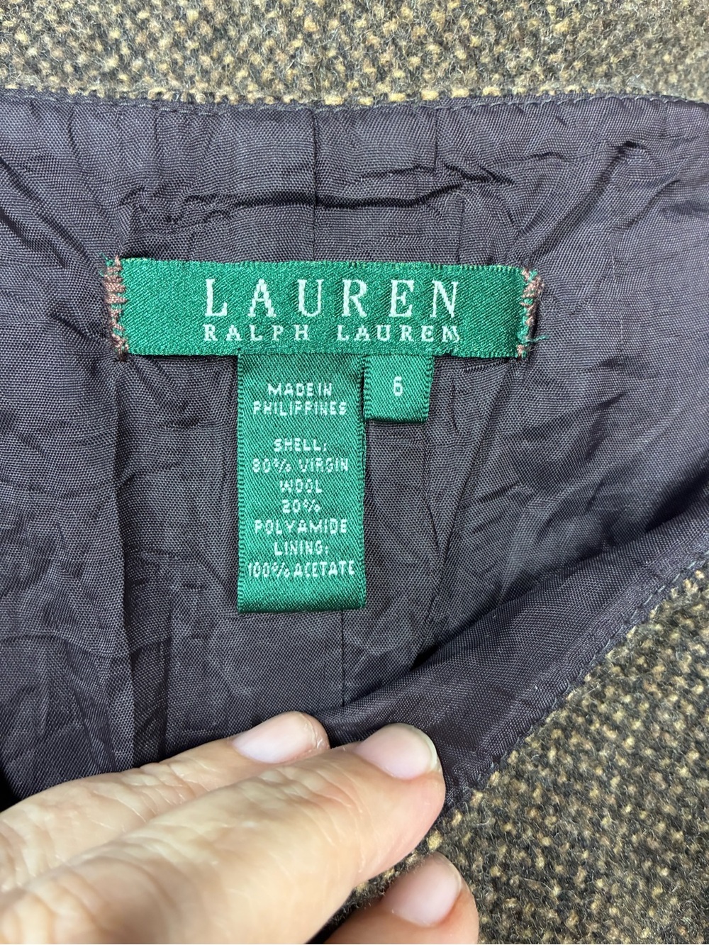 Vintage Ralph Lauren Wool Tweed Trumpet Pencil Skirt 6 - Picture 6 of 6